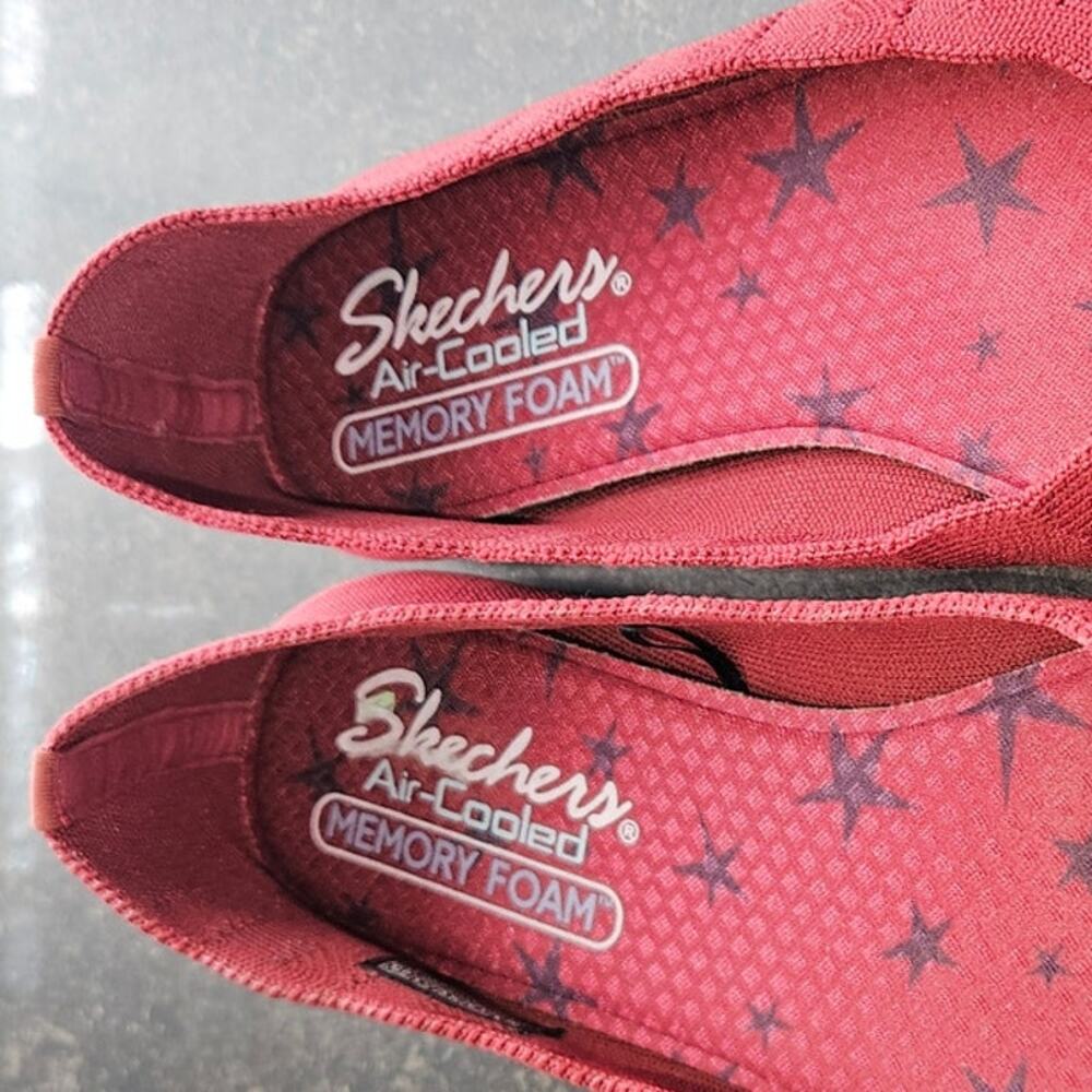 Women's Sketchers Cleo Bewitch Ballet Flat Air Cooled, Memory Foam, Red, Sz 6.5 - Picture 6 of 7